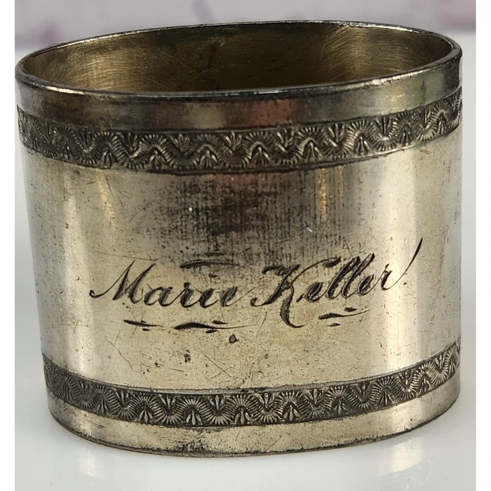 Antique Silver Plated Figurine Napkin Ring Nesting Bird On Branch Collectible